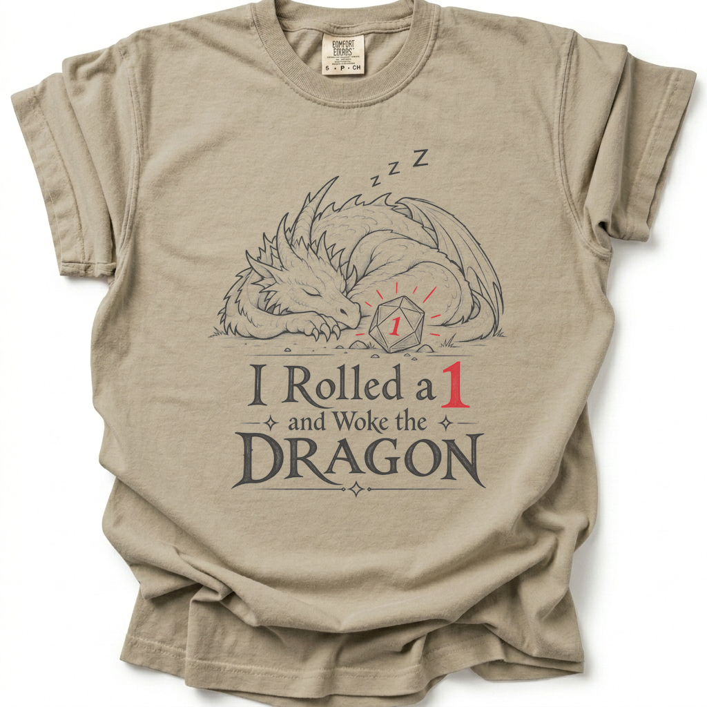 Accidental Dragon Alarm T-Shirt - Sand Stone