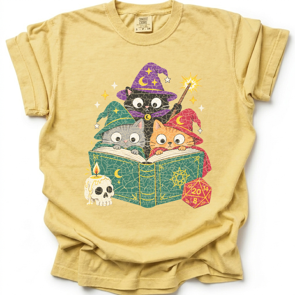 Cat Coven T-Shirt - Butter Yellow