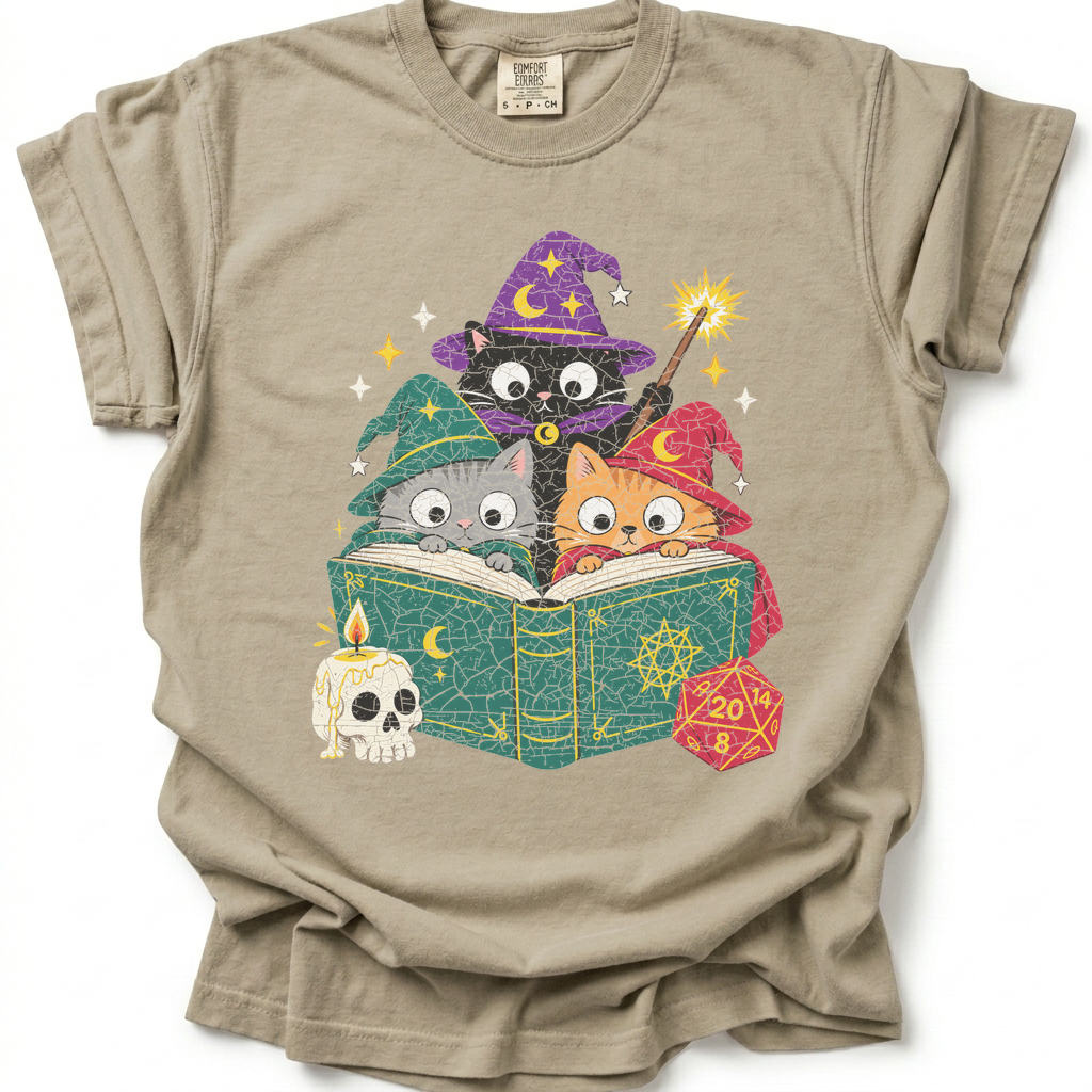 Cat Coven T-Shirt - Sand Stone