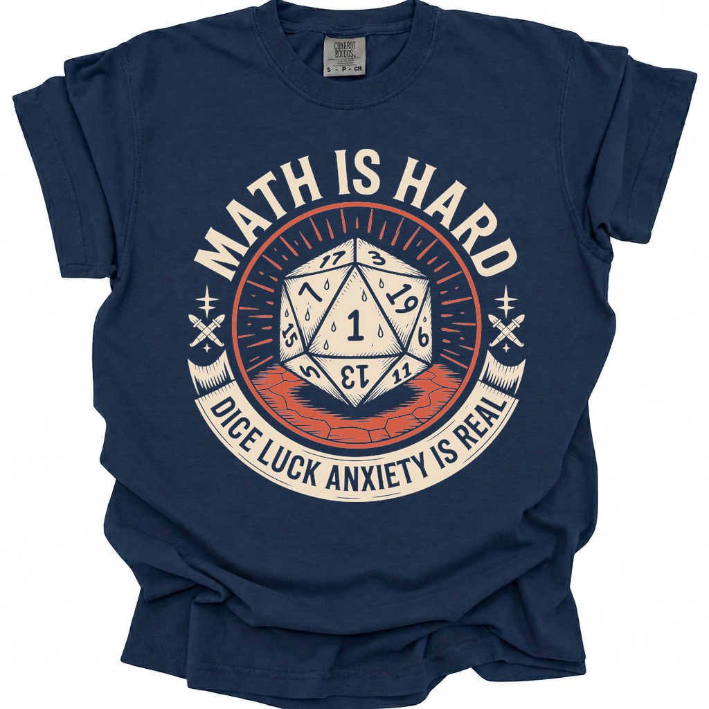 Math Is Hard T-Shirt - True Navy