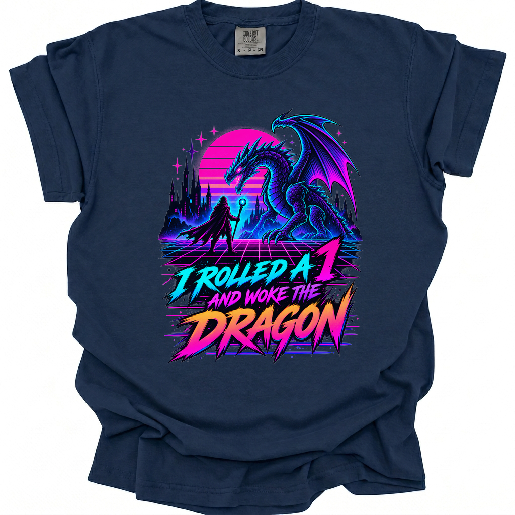 Neon Dragon Disaster T-Shirt - True Navy