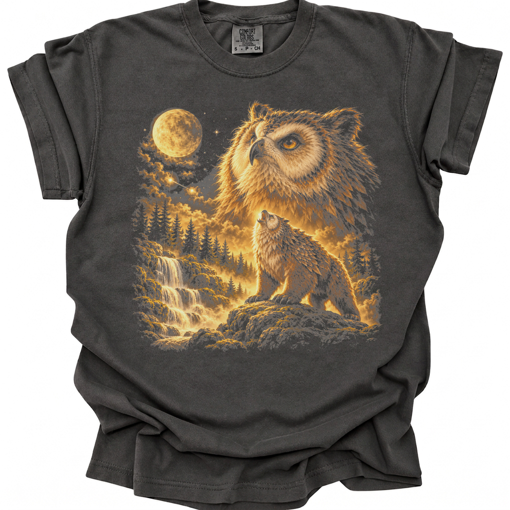 Owl Bear Moonlight T-Shirt - Pepper