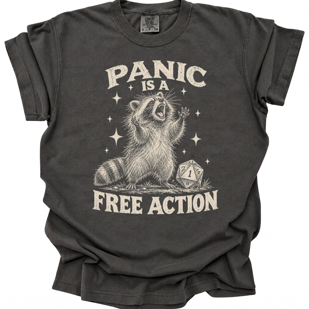 Panic Is Free Action T-Shirt - Pepper