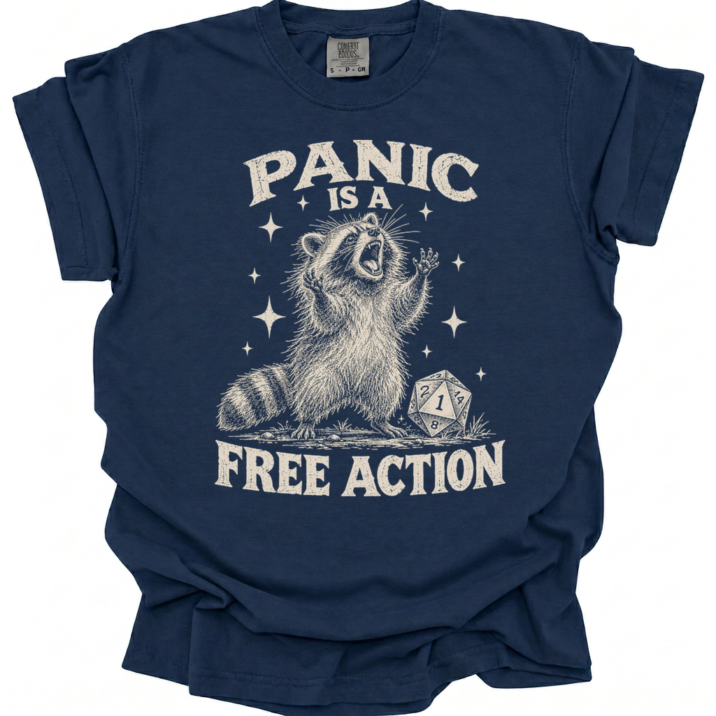 Panic Is Free Action T-Shirt - True Navy