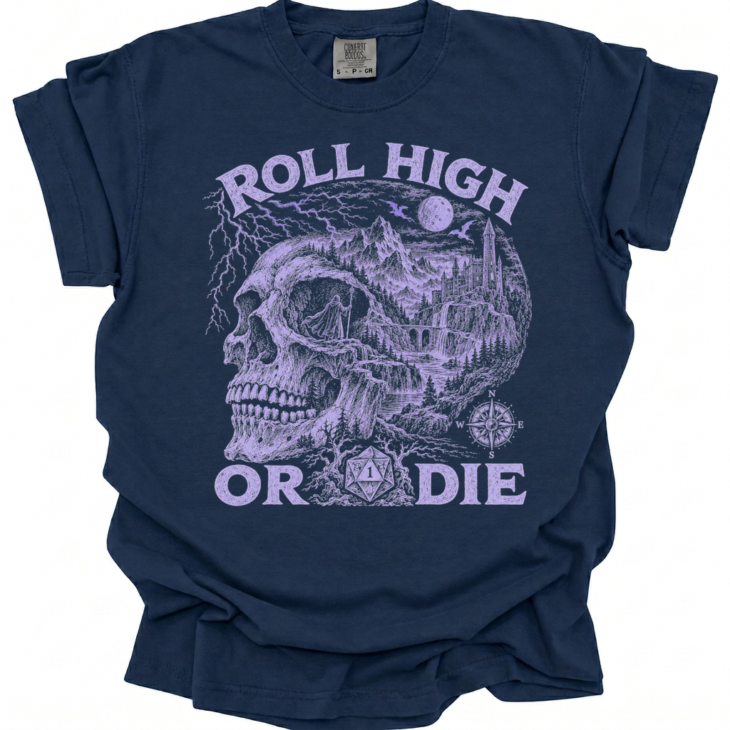 Roll High Or Die T-Shirt - True Navy