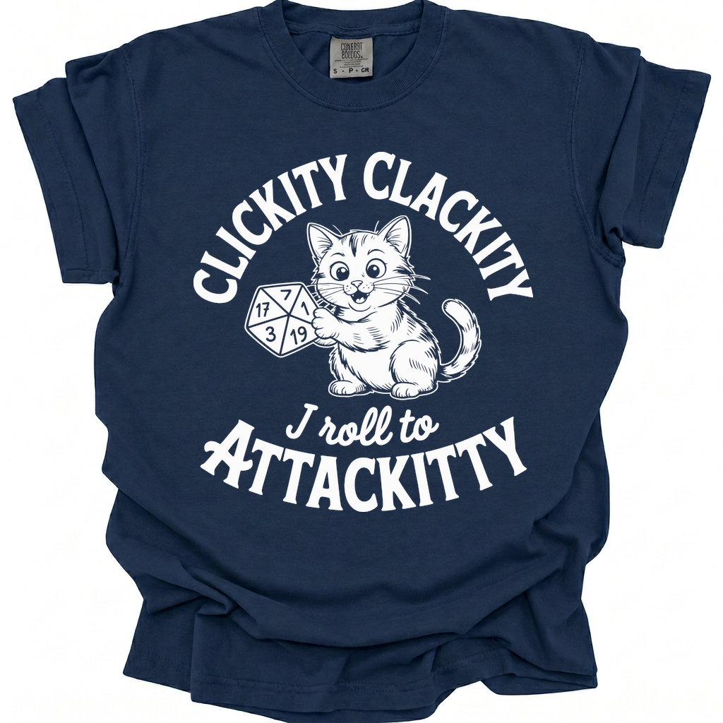 Roll to Attackitty T-Shirt - True Navy