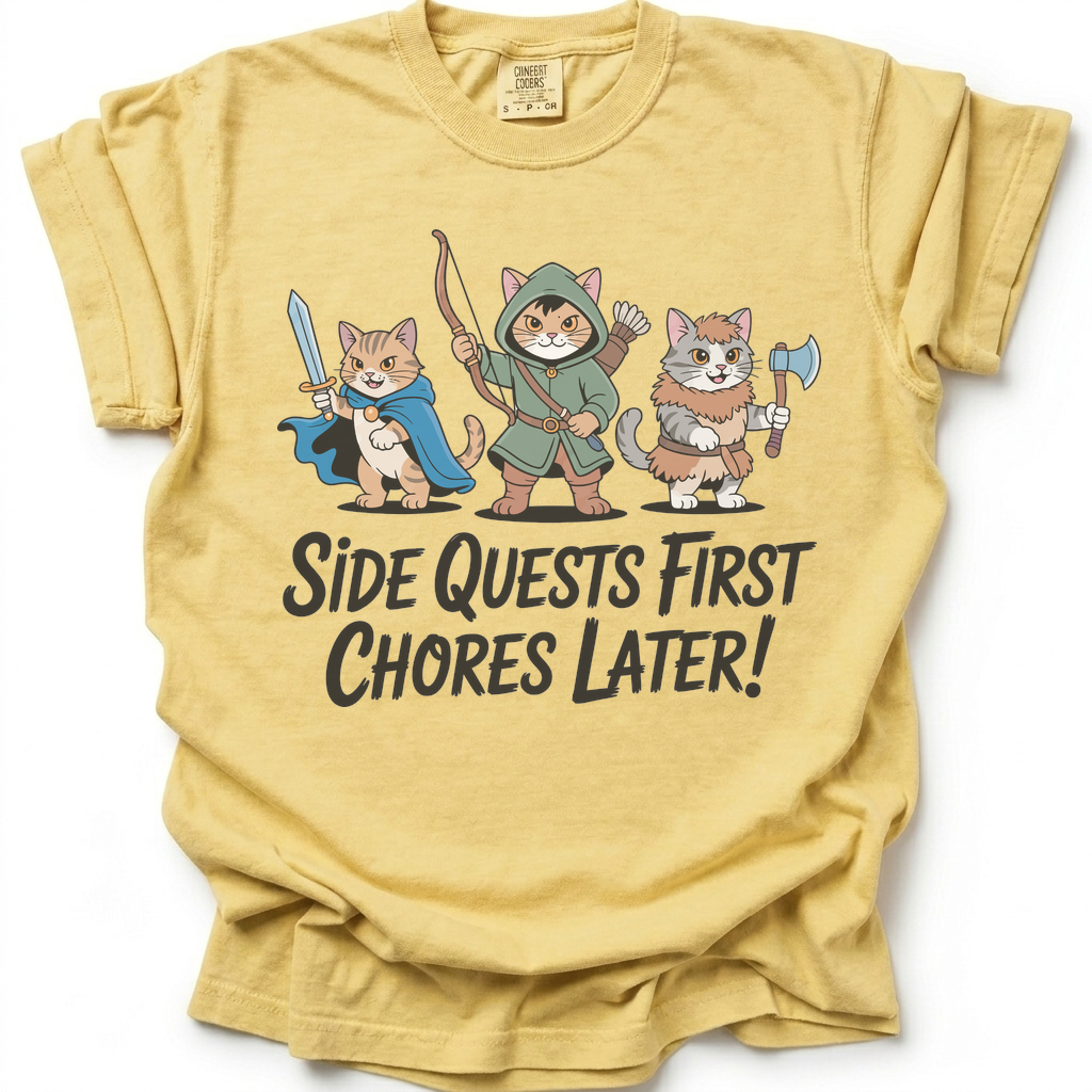 Side Quests First T-Shirt - Butter Yellow