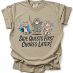 Side Quests First T-Shirt - Sand Stone